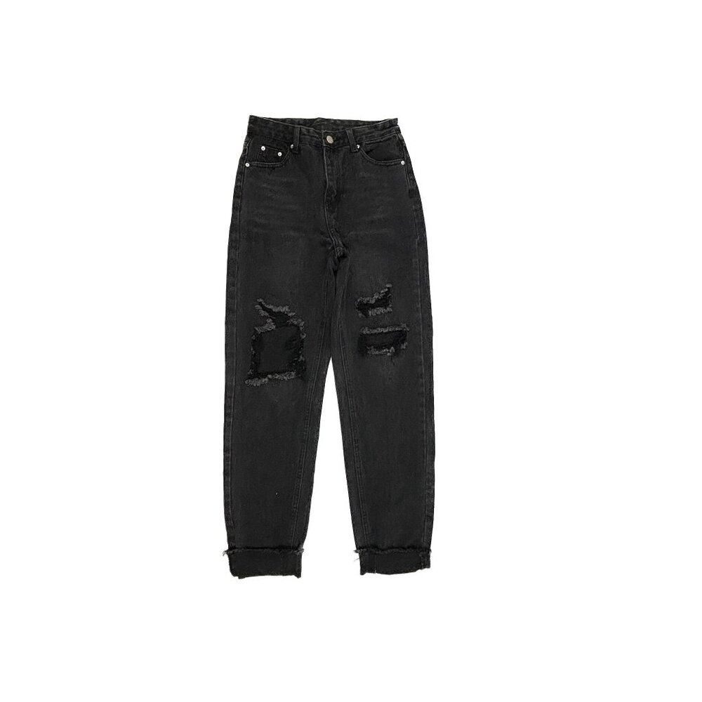 Shein Distressed Cuffed‎ Women's size XS Black Denim Jeans